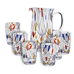 Hochzeit|Hochzeit^Cristalica Glaskrug 1,5 Liter inkl. 6 Trinkgläser 250ml Maria