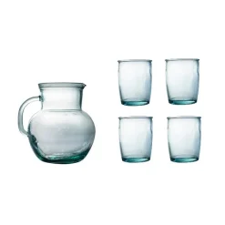 Kanne & Krug|Sets^Cristalica Glaskrug 2300 ml inkl 4 Trinkbecher 430 ml Set Recycling-Glas
