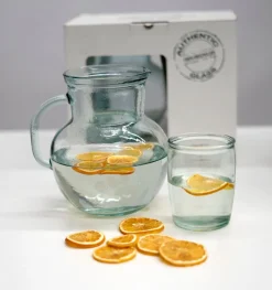 Kanne & Krug|Sets^Cristalica Glaskrug 2300 ml inkl 4 Trinkbecher 430 ml Set Recycling-Glas