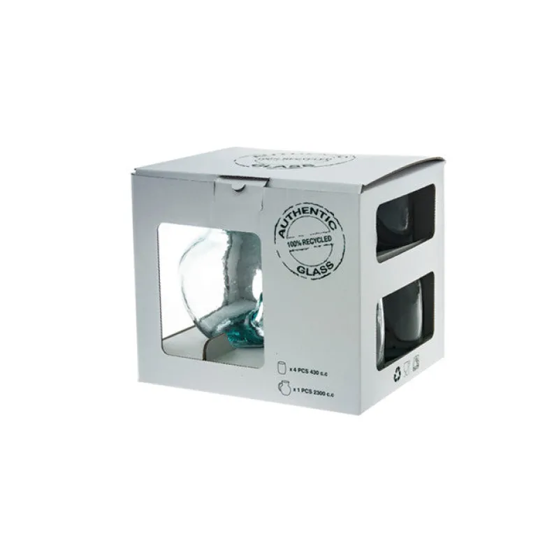 Kanne & Krug|Sets^Cristalica Glaskrug 2300 ml inkl 4 Trinkbecher 430 ml Set Recycling-Glas