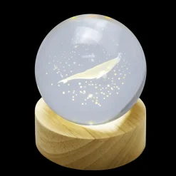 Valentienstag|Tiere & Figuren^Cristalica Glaskugel Hologramm Motive inkl. Holz LED-Untersetzer