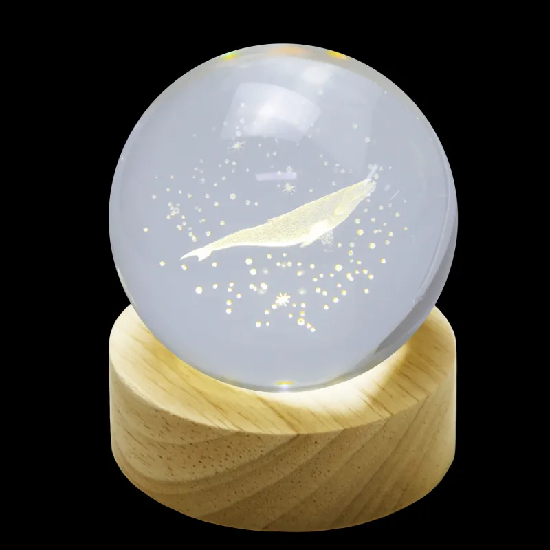 Valentienstag|Tiere & Figuren^Cristalica Glaskugel Hologramm Motive inkl. Holz LED-Untersetzer