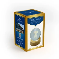 Valentienstag|Tiere & Figuren^Cristalica Glaskugel Hologramm Motive inkl. Holz LED-Untersetzer