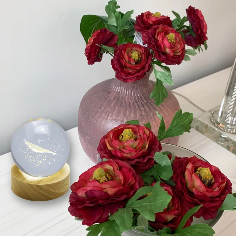 Valentienstag|Tiere & Figuren^Cristalica Glaskugel Hologramm Motive inkl. Holz LED-Untersetzer