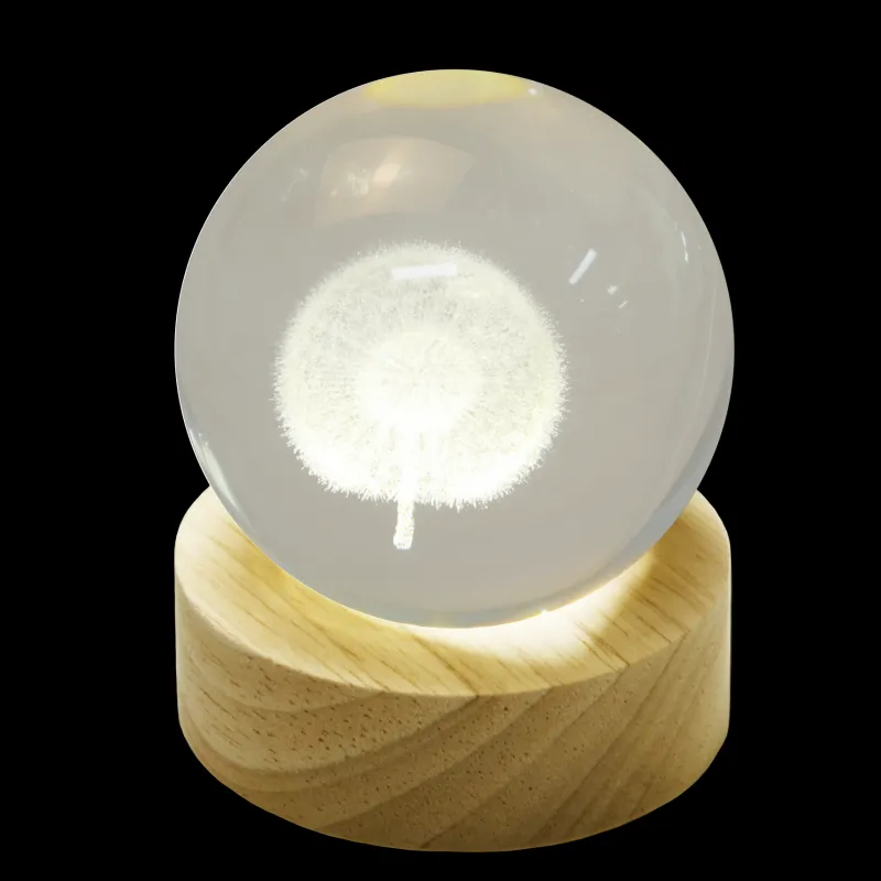 Valentienstag|Tiere & Figuren^Cristalica Glaskugel Hologramm Motive inkl. Holz LED-Untersetzer