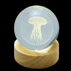 Valentienstag|Tiere & Figuren^Cristalica Glaskugel Hologramm Motive inkl. Holz LED-Untersetzer