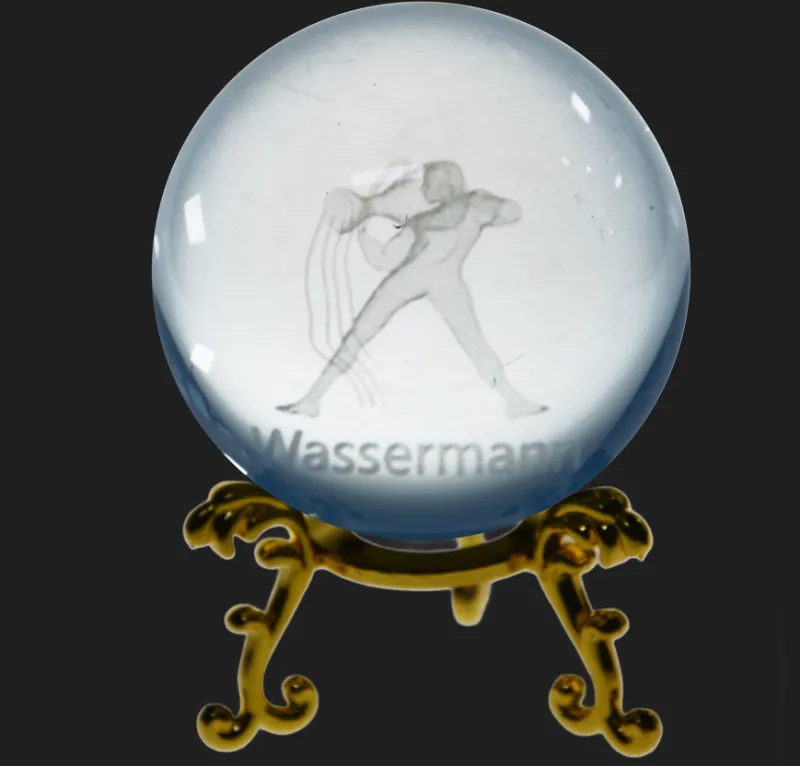 Sternzeichen|Valentienstag^Cristalica Glaskugel mit Sternzeichen und Stand Durchmesser ca. 6cm