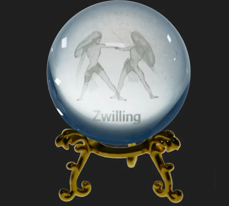 Sternzeichen|Valentienstag^Cristalica Glaskugel mit Sternzeichen und Stand Durchmesser ca. 6cm