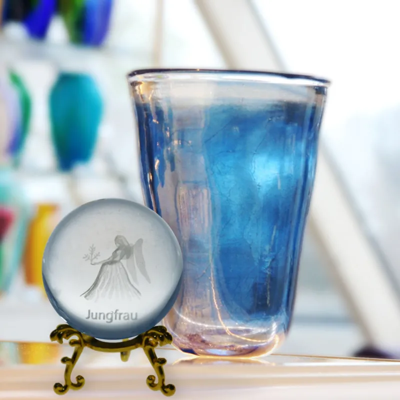 Sternzeichen|Valentienstag^Cristalica Glaskugel mit Sternzeichen und Stand Durchmesser ca. 6cm