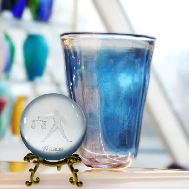 Sternzeichen|Valentienstag^Cristalica Glaskugel mit Sternzeichen und Stand Durchmesser ca. 6cm