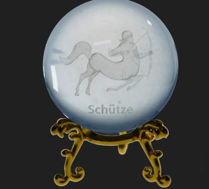 Sternzeichen|Valentienstag^Cristalica Glaskugel mit Sternzeichen und Stand Durchmesser ca. 6cm