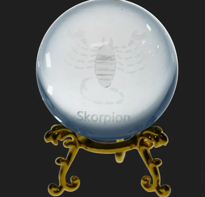 Sternzeichen|Valentienstag^Cristalica Glaskugel mit Sternzeichen und Stand Durchmesser ca. 6cm