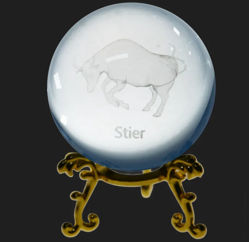 Sternzeichen|Valentienstag^Cristalica Glaskugel mit Sternzeichen und Stand Durchmesser ca. 6cm