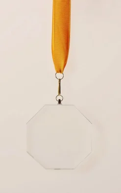 Pokal & Glasblock^Fan Unikate Glas-Medaille Achteck Pokal 7,5 cm inkl. Band und Verpackung