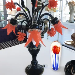 Valentienstag|Männer^Cristalica Glaspapierbeschwerer mit Blume Rot/Blau Höhe ca. 20cm