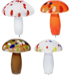 Kugeln & Zapfen^Art Glass Glas-Pilz 18cm Gartenflair inkl. Stab