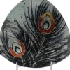 Glasteller^Cristalica Glasplatte Pfauenfeder Dreieck, Glasschale Teller Tischdeko ca. 20,5 cm Handmade