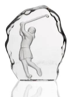 Pokal & Glasblock^Cristalica Glaspokal Golfspielering Frau Bleikristall teilmattiert 12 cm
