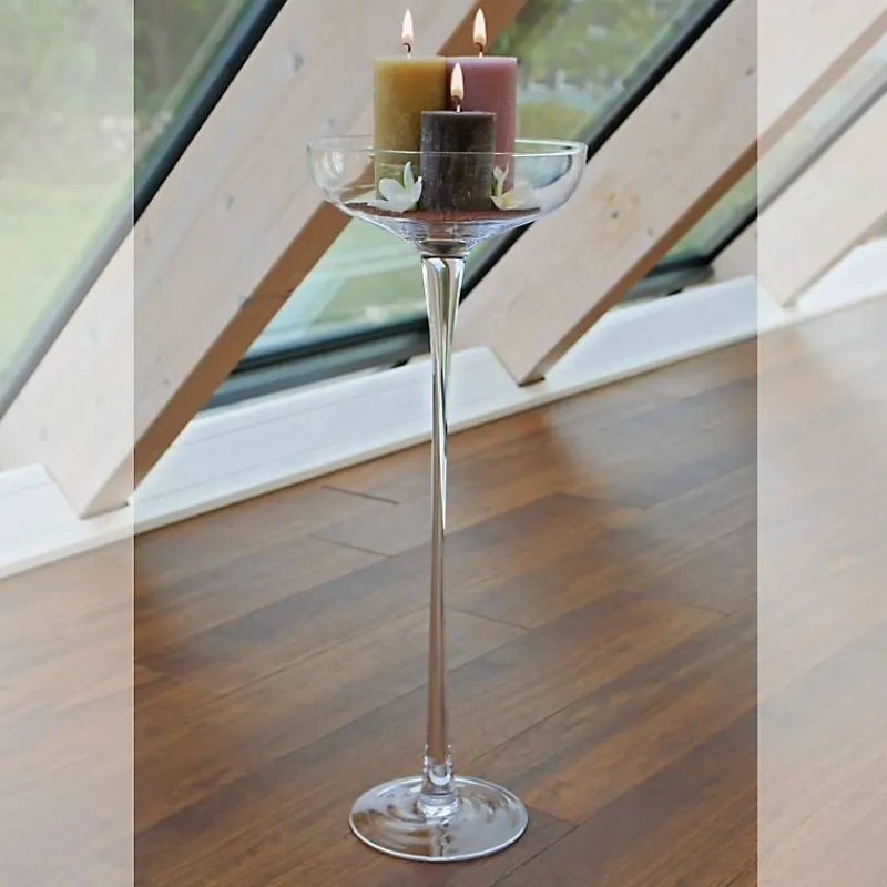 Geburtstag|Frauen^Cristalica Kingdom Glasschale auf Fuß Monaco Famous 70cm Kerzenhalter Deko Gefäß Klarglas Geschenk