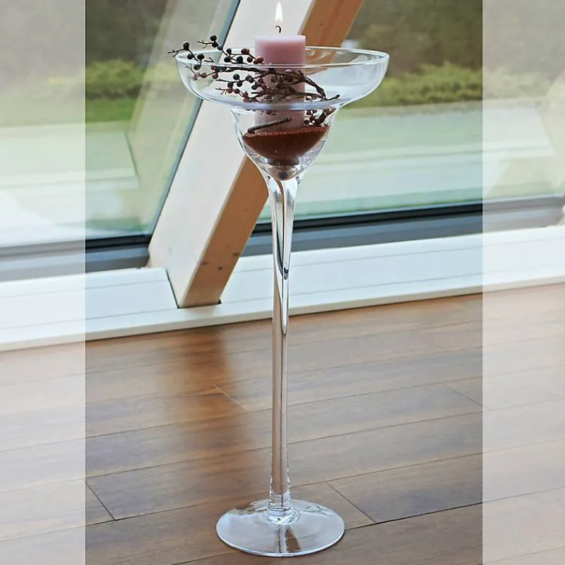 Kerzenhalter^Cristalica Kingdom Glasschale auf Fuß Rita Famous 70cm Kerzenhalter Deko Gefäß Klarglas Geschenk