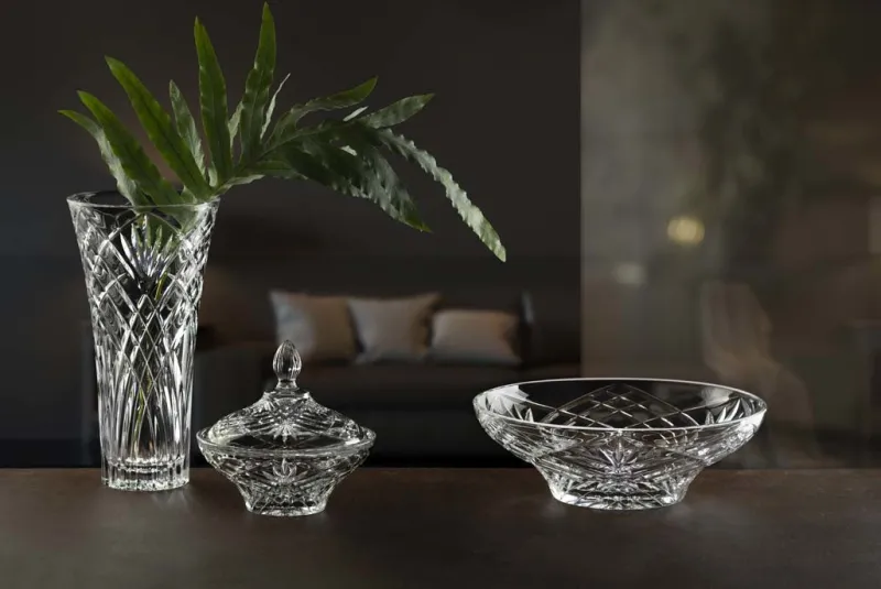 Hochzeit|Hochzeit^Cristalica Glasschale Melodia 30 cm Schüssel Kristallglas Retroschliff