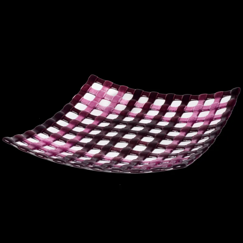 Teller & Platten|Schalen & Schüsseln^Art Glass Glasschale Netz Fusing 30x30cm