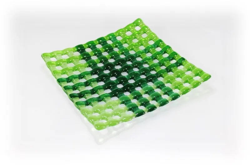 Teller & Platten|Schalen & Schüsseln^Art Glass Glasschale Netz Fusing 20x20cm