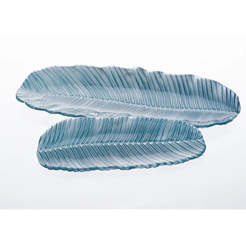 Geburtstag|Xxl^Glaswaren sonstige Glasschale Tablette Blatt Blau 2 Größen