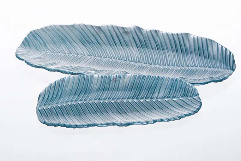 Geburtstag|Xxl^Glaswaren sonstige Glasschale Tablette Blatt Blau 2 Größen