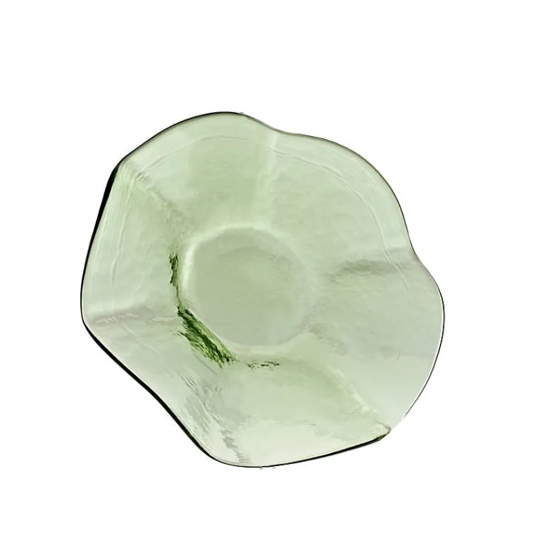 Schalen^Art Glass Glasschale Thüringer Waldglas grün 23cm gewellt Schüssel Gefäß Handmade
