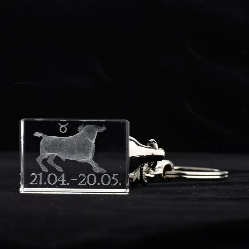 Sternzeichen|Geburtstag^Designmonster Glasschlüsselanhänger Sternzeichen Stier 3x2cm
