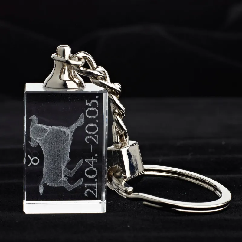 Sternzeichen|Geburtstag^Designmonster Glasschlüsselanhänger Sternzeichen Stier 3x2cm