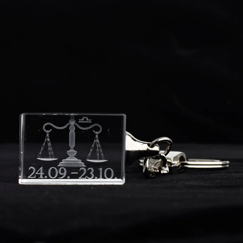 Sternzeichen|Geburtstag^Designmonster Glasschlüsselanhänger Sternzeichen Waage 3x2cm