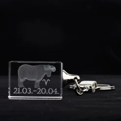 Sternzeichen|Geburtstag^Designmonster Glasschlüsselanhänger Sternzeichen Widder 3x2cm