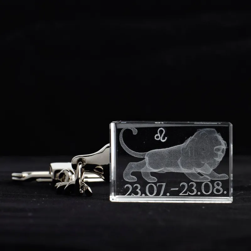 Sternzeichen|Geburtstag^Designmonster Glasschlüsselanhänger Sternzeichen Löwe 3x2cm