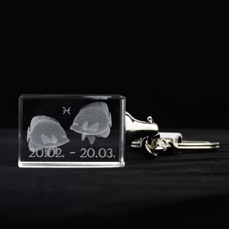 Sternzeichen|Geburtstag^Designmonster Glasschlüsselanhänger Sternzeichen Fische 3x2cm