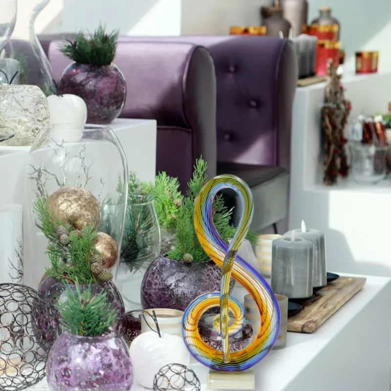 Männer|Skulpturen^Cristalica Glasskulptur Musik Symbol Höhe ca. 35cm Handarbeit