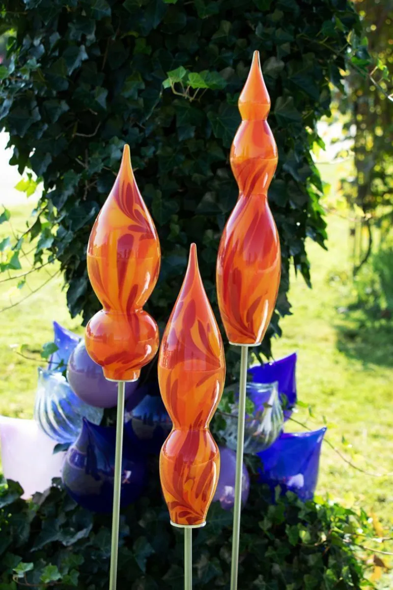 Kugeln & Zapfen^Art Glass Glasskulptur Saturn Gartenflair 47cm inkl. Stab