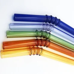 Einweihung|Besteck & Zubehör^Cristalica Glasstrohhalme 6er-Set Trinkhalm mit Bürste wiederverwendbar bunt 20cm x 8 mm