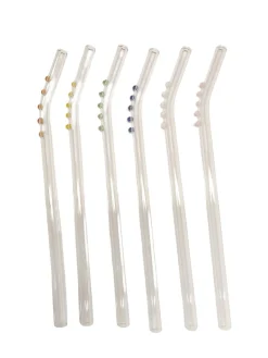 Einweihung|Besteck & Zubehör^Cristalica Glasstrohhalme 6er-Set Trinkhalm mit Bürste wiederverwendbar bunt 20cm x 8 mm