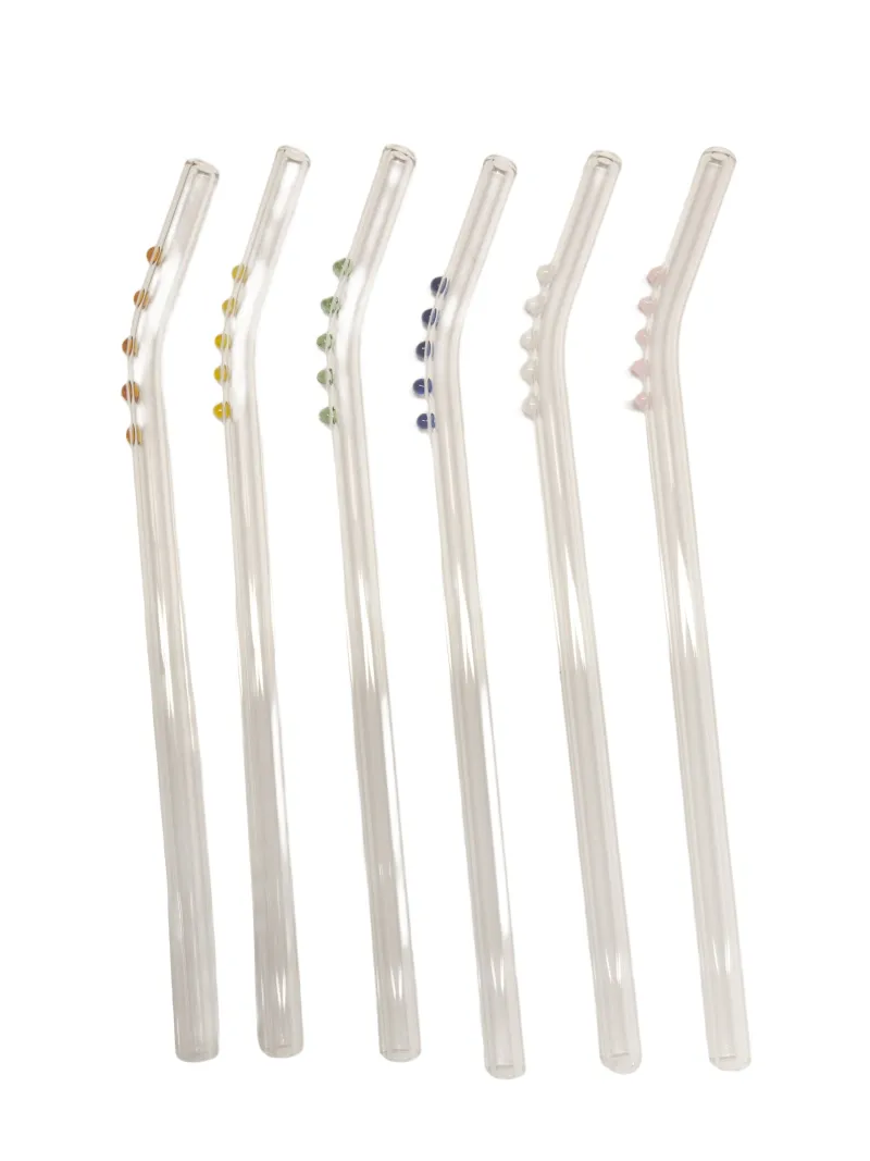 Einweihung|Besteck & Zubehör^Cristalica Glasstrohhalme 6er-Set Trinkhalm mit Bürste wiederverwendbar bunt 20cm x 8 mm