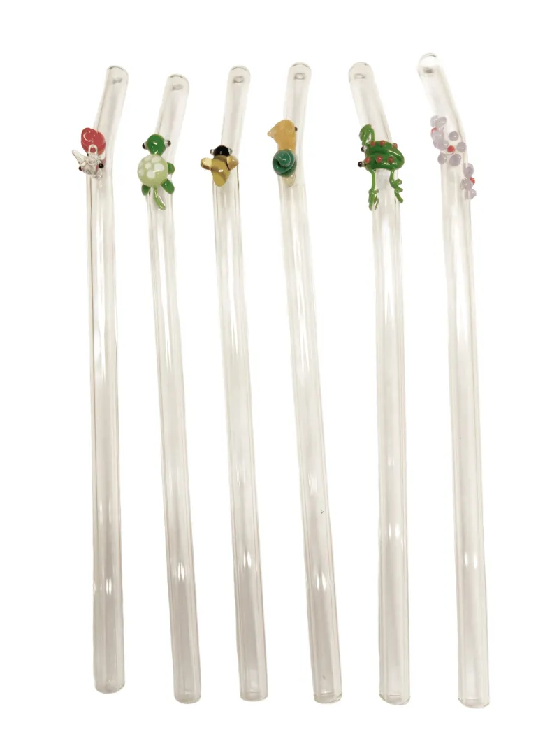 Einweihung|Besteck & Zubehör^Cristalica Glasstrohhalme 6er-Set Trinkhalm mit Bürste wiederverwendbar bunt 20cm x 8 mm