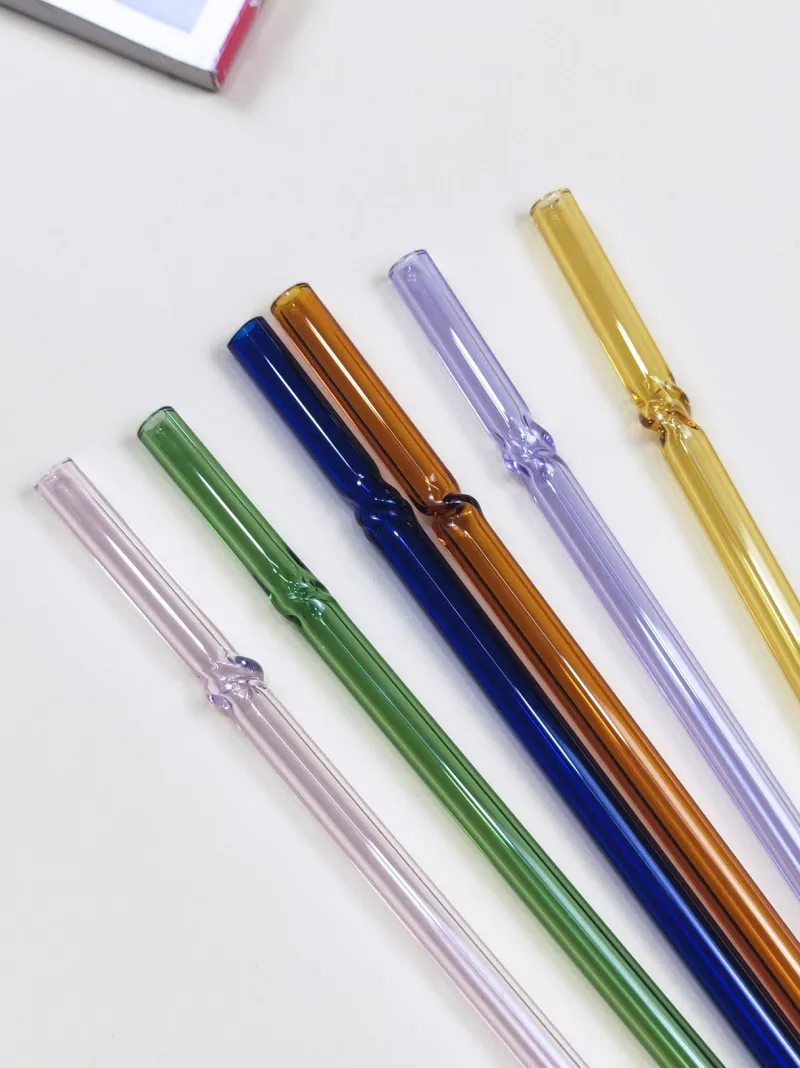 Einweihung|Besteck & Zubehör^Cristalica Glasstrohhalme 6er-Set Trinkhalm mit Bürste wiederverwendbar bunt 20cm x 8 mm