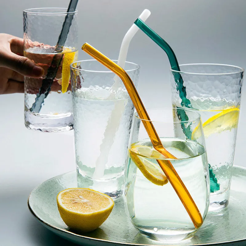 Einweihung|Besteck & Zubehör^Cristalica Glasstrohhalme 6er-Set Trinkhalm mit Bürste wiederverwendbar bunt 20cm x 8 mm