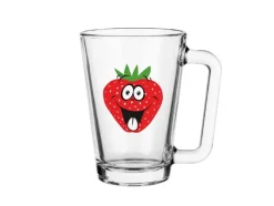 Tassen^Cristalica Glastasse freche Früchte 250ml 3-fach. sort.