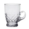 Tassen^Cristalica Glastasse Karo 300 ml Henkelbecher Teetasse Bleikristallglas klar
