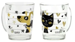 Kinder|Tassen^Glaswaren sonstige Glastasse mit Henkel Golden Pets 2er-Set 310 ml