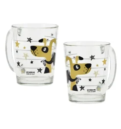 Kinder|Tassen^Glaswaren sonstige Glastasse mit Henkel Golden Pets 2er-Set 310 ml