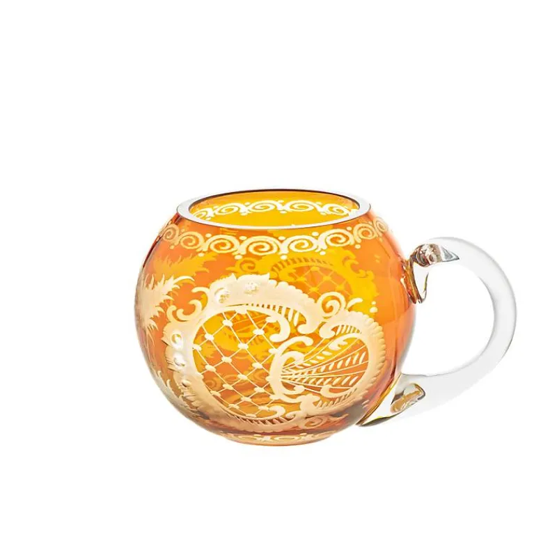 Tassen|Farbige Gläser^Cristalica Kingdom Glastasse Yellow Queen 12cm