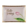 Ostern|Ostern^Glaswaren sonstige Glasteller Goldrand Hello Spring rosa 10x14cm